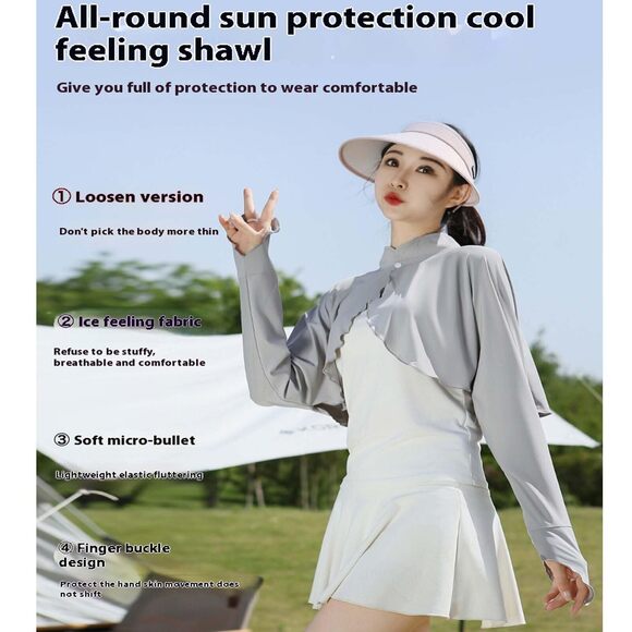 Women\'s Cooling Shawl Sun Cape Cloak Uv Protection Cooler Shrug Neck 6329
